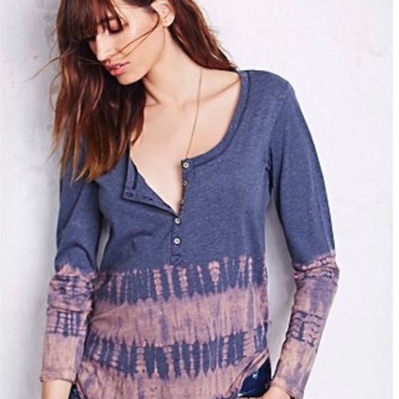 Free People Tops - Free People Tie Dye Henley Tunic Top